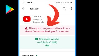 Youtube 문제를 해결하는 방법 이 앱은 더 이상 장치와 호환되지 않습니다 [upl. by Phelgon]