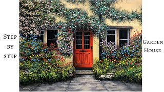 Garden House STEP by STEP Acrylic Painting ColorByFeliks [upl. by Siloa]