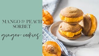 Mango and Peach Sorbet with Ginger Cookies Ice Cream Sandwich [upl. by Erdnua]