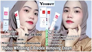 Review 1 Bulan Pemakaian YOUBUY Whitening amp Freckle Removing Cream  Bagus Banget [upl. by Yelsnia]