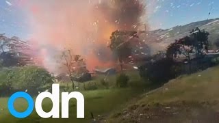 WATCH Huge explosions as fireworks factory blows up in Columbia [upl. by Helali4]