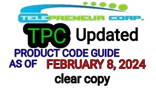 TPC Updated Product Code Guide as of February 8 2023  Clear Copy of TPC Updated Product code tpc [upl. by Stacey]