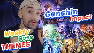 NEW GENSHIN IMPACT PLAYER REACTS TO GENSHIN IMPACT WEEKLY BOSS THEMES [upl. by Norrej]