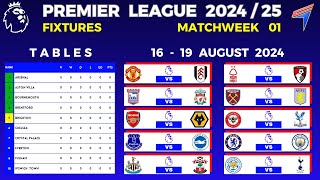 EPL FIXTURES TODAY  Matchweek 01  EPL Table Standings Today  Premier League Fixtures 202425 [upl. by Lewiss]