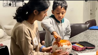 বাচ্চাদের school এ halloween কুমড়ো প্রোজেক্টমেহা বানালো লণ্ঠন আর রামা বানালো বাঁদর🐒 [upl. by Ymmas]