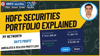 HDFC securities portfolio explained  What is my NetWorth  What is Days profit and loss in HSec [upl. by Lacsap]