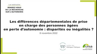 Les différences départementales de prise en charge des personnes âgées en perte dautonomie [upl. by Aseek]