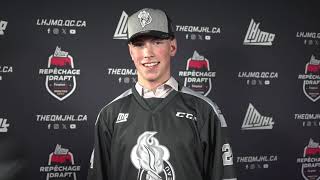 2024 QMJHL Draft  SimonXavier Cyr after being drafted by the Gatineau Olympiques [upl. by Farlay]