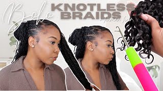 How To Boho Knotless Box Braids Using Human Hair  Crochet Method  Easy Summer Vacation Hairstyle [upl. by Pomfret]