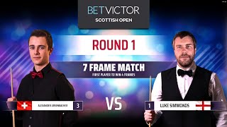 Snooker Betway Scottish Open Round one Alexander Ursenbacher vs Luke Simmonds Frame 5 [upl. by Casmey]