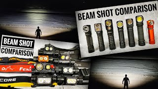 Headlamp Beam Shot Comparison Nitecore Fenix Sofirn Wurkkos Convoy Armytek Mateminco Nicron [upl. by Occir]