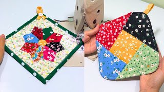 Beautiful DIY Potholders for The Kitchen  Patchwork For Beginners [upl. by Adnarim]