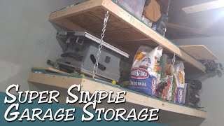 Super Simple Hanging Garage Storage Shelves  Hanging shelves with chains [upl. by Basilio]