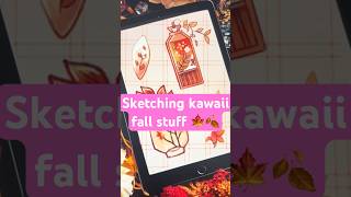 Kawaii Autumn Aesthetic Cozy Up with Cute Sketching shorts autumn illustration procreate [upl. by Anilatak]