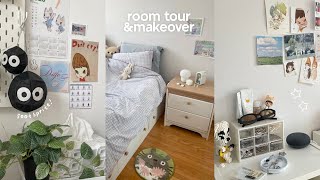 room makeover pinterest inspired new desk setup ikea tour decorate w me [upl. by Hillier]