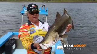 Fishing impoundments for barra  Catching big freshwater barramundi in Proserpine Dam [upl. by Llenahc]