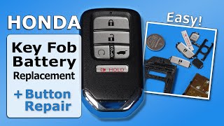 Honda Key Fob Remote Battery Change  Button Repair [upl. by Leatrice226]