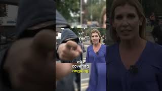 UK riots Sky News reporter forced offair by mob throwing gun signs at camera birmingham uk [upl. by Godart]