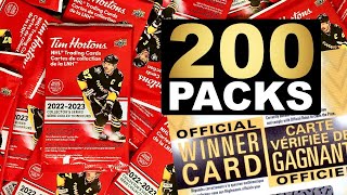 I PULLED A WINNER CARD  Opening 200 Packs of 202223 Upper Deck Tim Hortons Hockey Trading Cards [upl. by Daj]