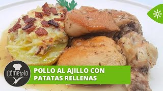 Cómetelo  Pollo al ajillo con patatas rellenas [upl. by Zeugirdor178]