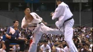 Hajime Kazumi demonstrates the power of gedan mawashi geri [upl. by Airdnua693]