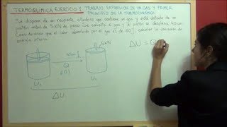 TERMODINAMICA QUIMICA Ejercicio 1  Trabajo expansión de un gas en un émbolo [upl. by Ahseiyt]