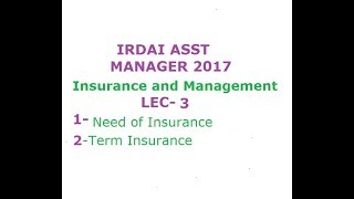 IRDAI ASST MANAGERInsurance and Management  LEC3 [upl. by Eniloj435]