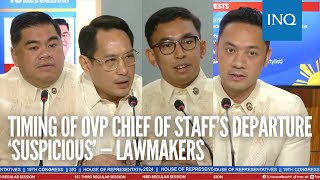 Timing of OVP chief of staff’s departure ‘suspicious’ — lawmakers [upl. by Shantha]