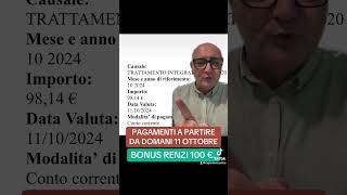 INPS PAGA 1110 BONUS 100 EURO IRPEF EX RENZI youtube letstalk youtubeshorts yes [upl. by Turrell]