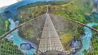 Riding on the Tallest Suspension Bridge in Nepal  Kushma  Gyadi Bridge [upl. by Halil]