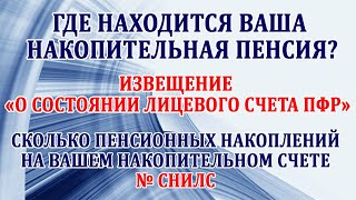 Извещение о состоянии лицевого счета ПФР Как проверить где и сколько у Вас пенсионных накоплений [upl. by Aennil620]