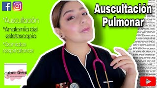 AUSCULTACIÓN PULMONAR Ruidos respiratorios con audios anatomía del estetoscopio y más [upl. by Felizio]