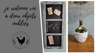 DIY je relooke deux objets trouvés dans ma cavefenêtre et dame Jeanne [upl. by Tivad]