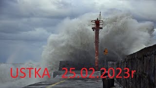 Ustka silny wiatr sztorm cofka 25022023r [upl. by Ahsytal]