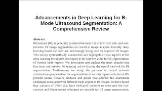 Advancements in Deep Learning for B Mode Ultrasound Segmentation A Comprehensive Review [upl. by Nuahsak455]