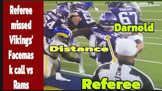 Referee missed Vikings Facemask call vs Rams [upl. by Ellerehc]