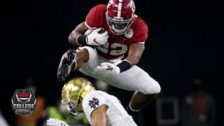 INCREDIBLE Najee Harris hurdle highlights Alabama TD drive vs Notre Dame  College Football Playoff [upl. by Kirtap]