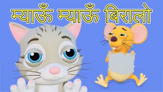 Meow Meow Biralo  Myau Myau Biralo  Nepali Rhymes for Kids  बाल गीत  म्याऊँ म्याऊँ बिरालो [upl. by Ettelimay]