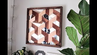 DIY Geometric 3D Illusioned Wood Art with mirror pieces [upl. by Ebneter]