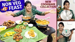 Sunday Vlog 😋😋 My New Cookware Collections  Sunday Non Veg Lunch Recipes Tamil  Karthikha Channel [upl. by Anoiuq]