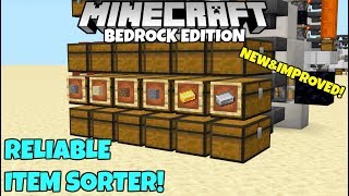 Minecraft Bedrock New Reliable Item Sorter Cheap And Easy To Build [upl. by Stronski62]