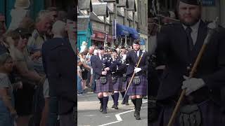 Badenoch amp Strathspey Pipe Band playing on the march to 2023 Pitlochry Highland Games shorts [upl. by Avad769]