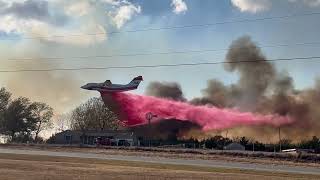 Plane Drops Retardant on Wildfire Burning Near Oklahoma [upl. by Anitaf]