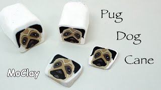 How to make a millefiori cane Pug Dog  Polymer clay tutorial [upl. by Laehplar]