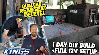 DIY Dual Cab Ute Rear Storage Build  Rear Seat Delete  12V Lithium Setup [upl. by Airamesor208]