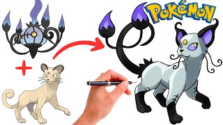 How To Draw PERSIAN and CHANDELURE FUSION POKEMON  Pokemon Fusion [upl. by Yna]