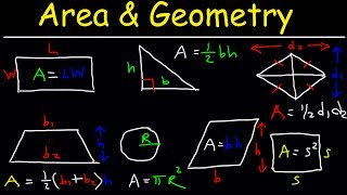 Area of a Rectangle Triangle Circle amp Sector Trapezoid Square Parallelogram Rhombus Geometry [upl. by Kopple]