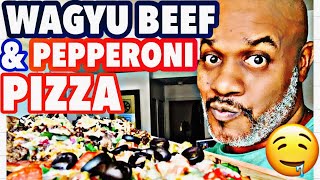 WAGYU BEEF amp PEPPERONI PIZZA  HOMEMADE 🍕🥩 [upl. by Rebmit]