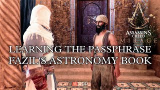 How to find the Passphrase Fazils Astronomy Book in The Great Symposium Mission AC Mirage [upl. by Eelymmij]