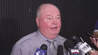 Canucks Coach Bruce Boudreau Meets Media PreGame Against Edmonton Oilers 100322 [upl. by Assirroc]